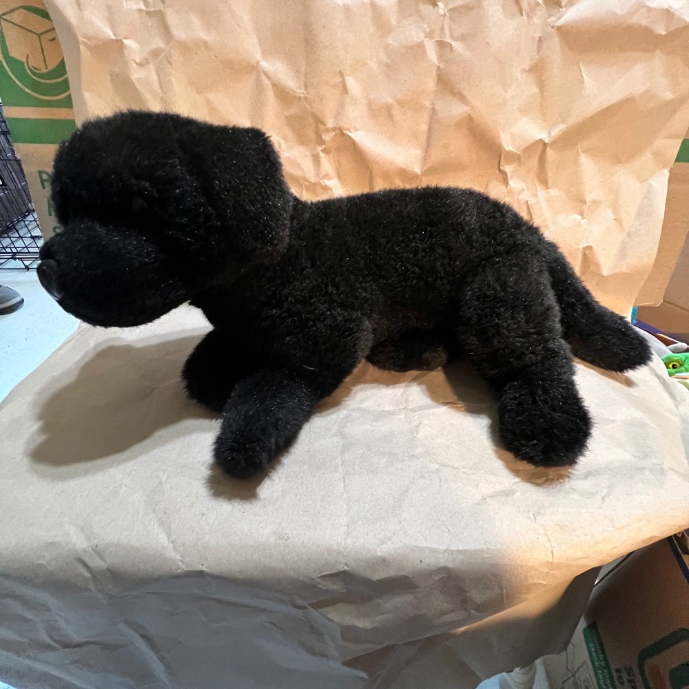 Medium Black Labrador Dog‎ Plush Realistic Laying Puppy Stuffed Animal